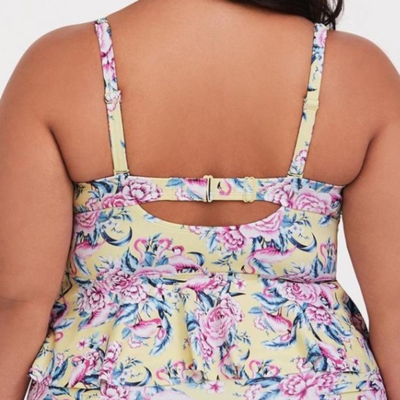🌟HOST PICK🌟Torrid Tie-Front Peplum Midkini Sz 2F Yellow Floral Flamingo - Picture 2 of 14